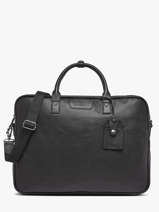 Leather Flandres Briefcase With 17" Laptop Sleeve Leather Etrier Black flandres EFLA8261