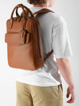 Leather Flandres Business Backpack Etrier Brown flandres EFLA8271-vue-porte