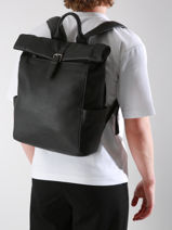 Sac  Dos Spider 2 Compartiments Cuir Etrier Noir spider ESPI8102-vue-porte